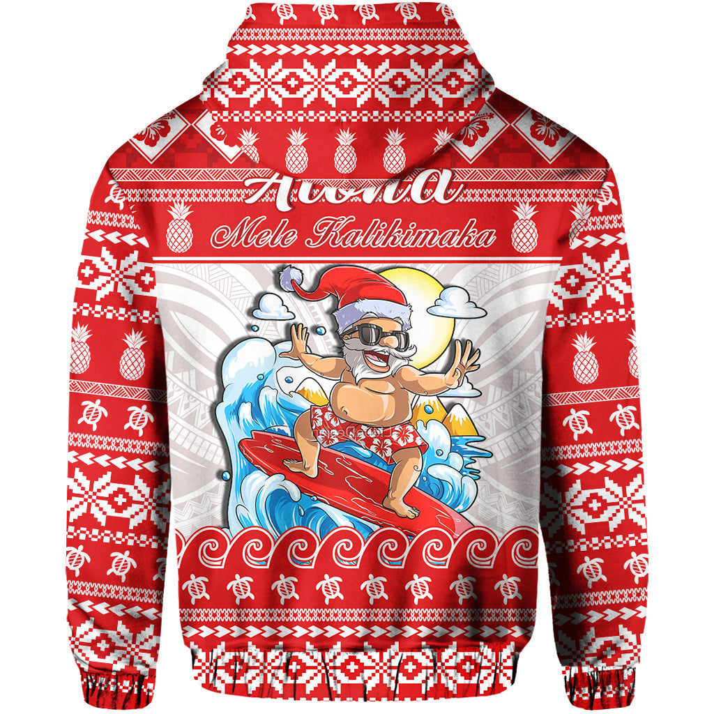 Custom Christmas Hawaii Hoodie Surfing Santa Mele Kalikimaka Polynesian LT14
