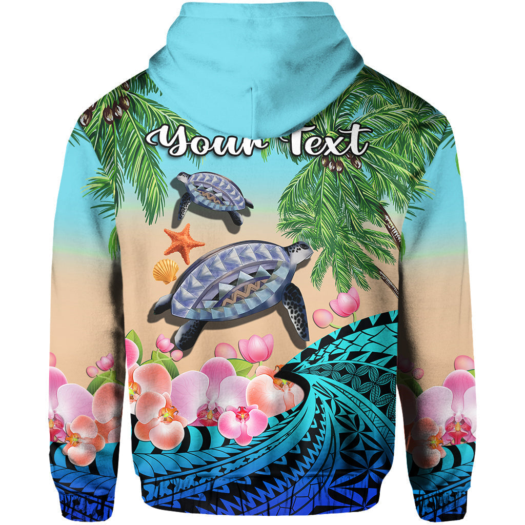 Custom Personalised Polynesian Turtle Coconut Tree And Orchids Hoodie LT14
