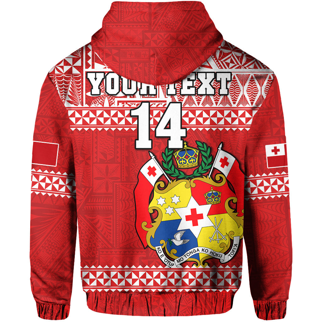 Custom Text And Number Tonga Rugby Hoodie Mate Maa Tonga Pacific Ngatu White LT14