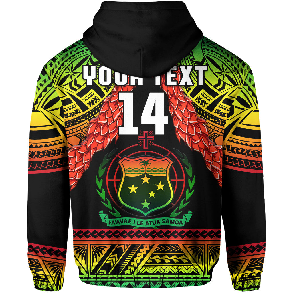 Custom Text And Number Samoa Rugby Hoodie Teuila Torch Ginger Gradient Style LT14