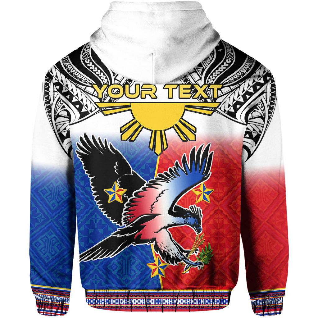 Custom Personalised Philippines Hoodie Polynesian Filipino Pattern With Eagle LT14