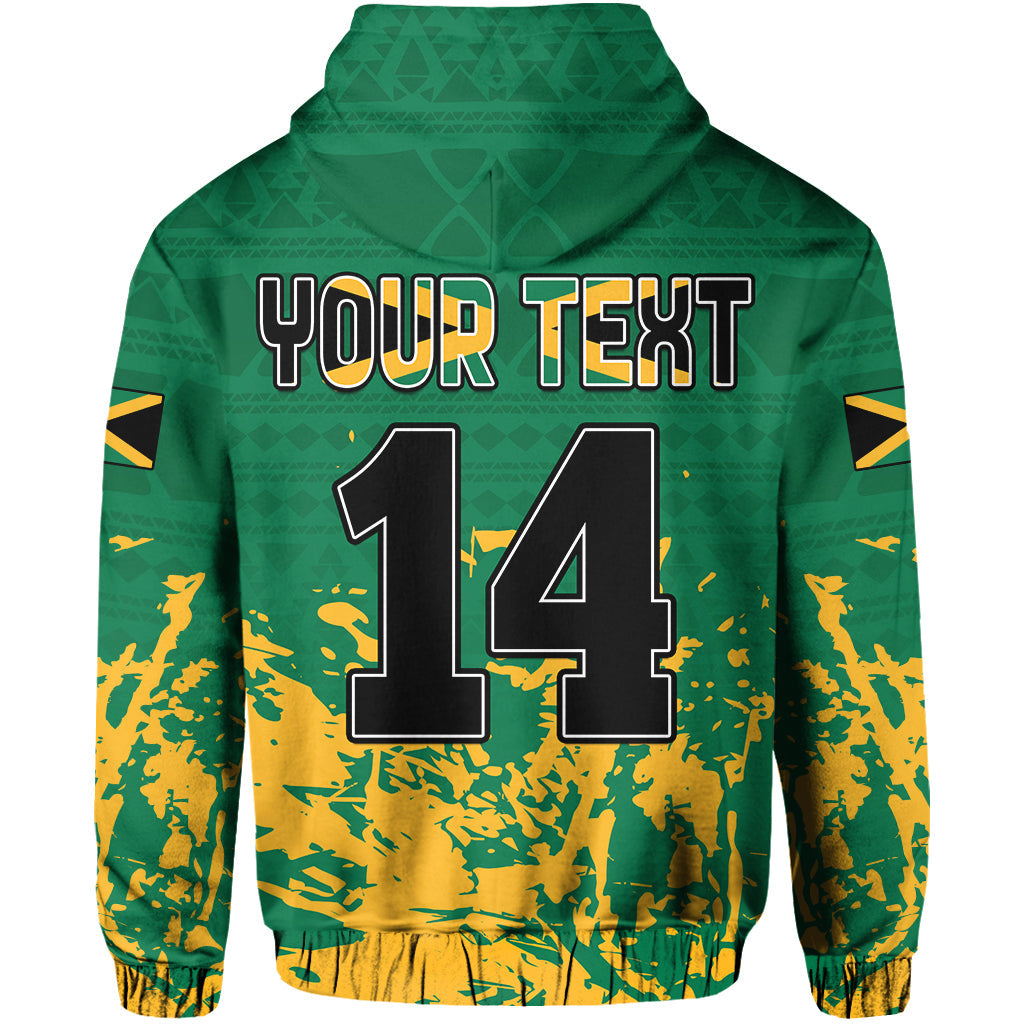 Custom Jamaica Athletics Hoodie Jamaican Flag With African Pattern Sporty Style LT14