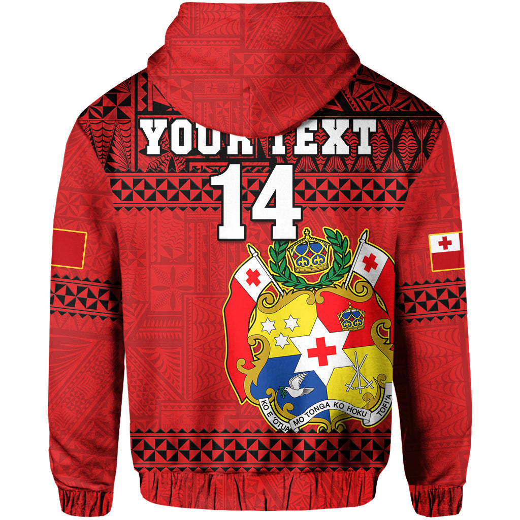 Custom Text And Number Tonga Rugby Hoodie Mate Maa Tonga Pacific Ngatu Black LT14