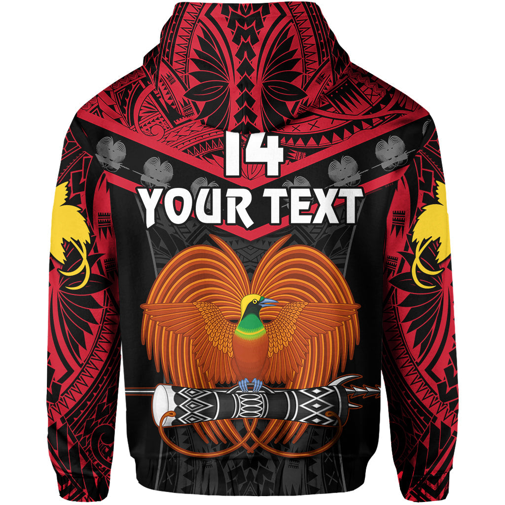 Custom Text And Number Papua New Guinea Rugby Hoodie PNG Kumuls Bird Of Paradise Black LT14