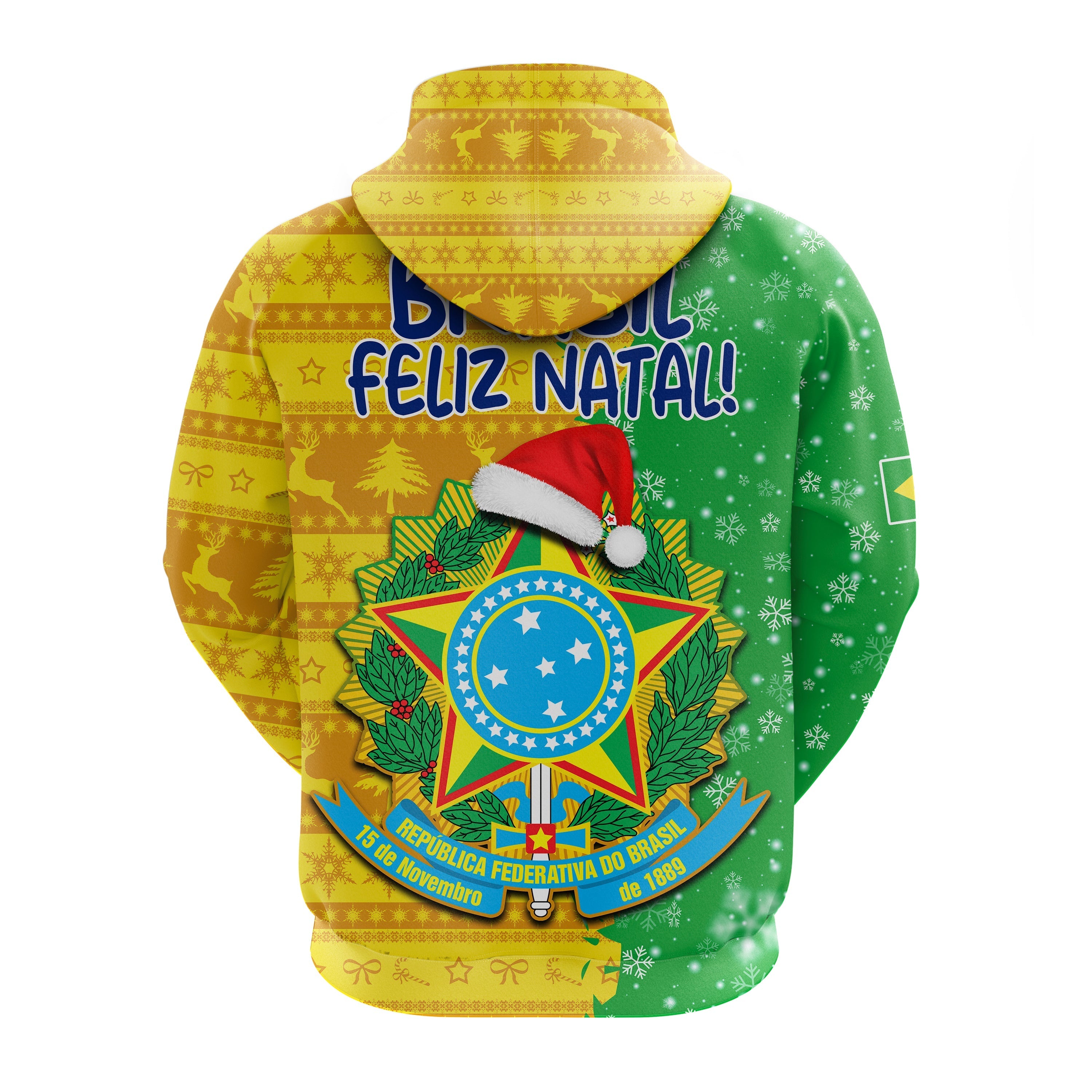 Brazil Football Hoodie Christmas Santa Claus Selecao Champions LT13