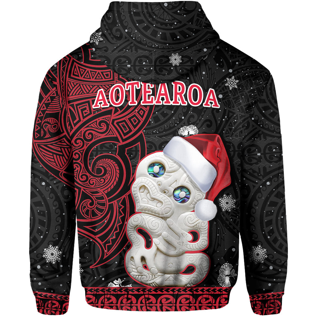 Custom Personalised New Zealand Christmas Hoodie Hei Tiki Red Pohutukawa Meri Kirihimete LT14