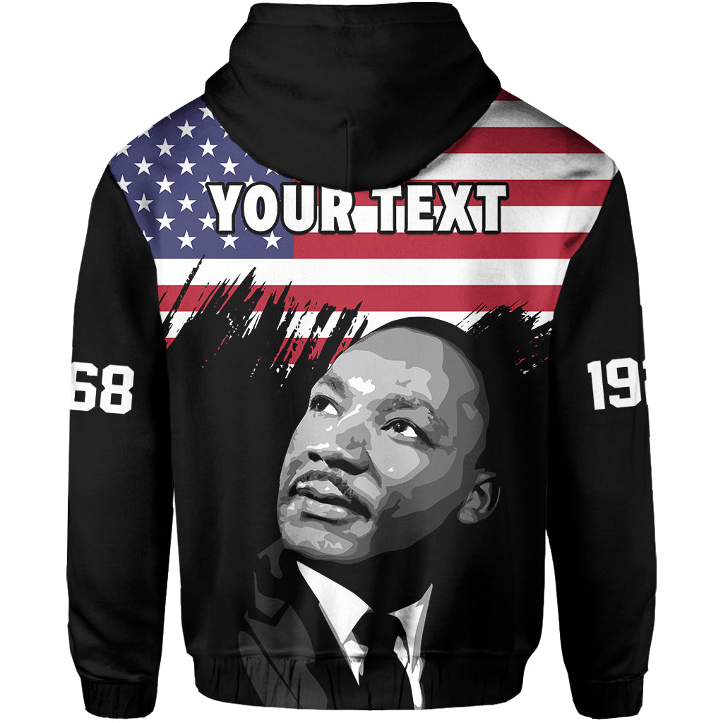 Custom United States Hoodie United States Happy MLK Day Flag Grunge Style LT14