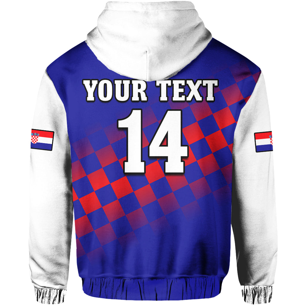 Custom Croatia Football Hoodie Hrvatska Checkerboard Blue Version LT14