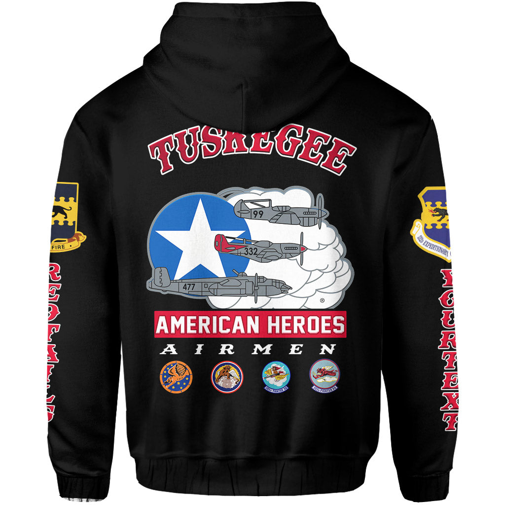 Custom Tuskegee Airmen Hoodie Red Tail Angels American Heros LT14