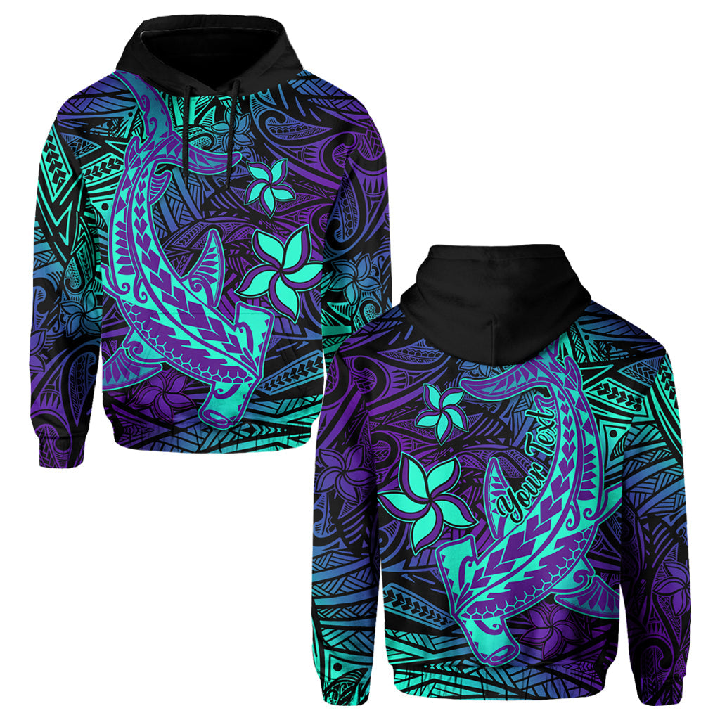 Custom Polynesian Hoodie Purple Paradise Hawaiian Tribal Hammerhead Shark LT14