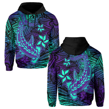 Custom Polynesian Hoodie Purple Paradise Hawaiian Tribal Hammerhead Shark LT14