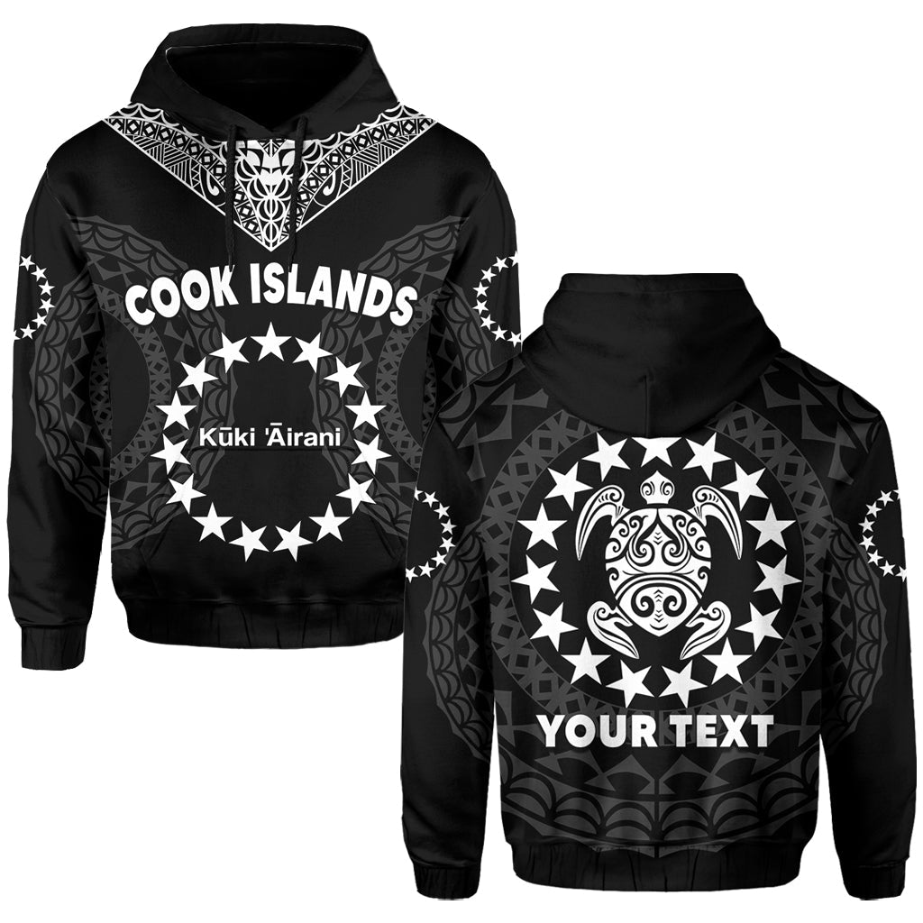 Custom Personalised Islands Hoodie Circle Pattern Mix Sea Turtle Black Version LT14