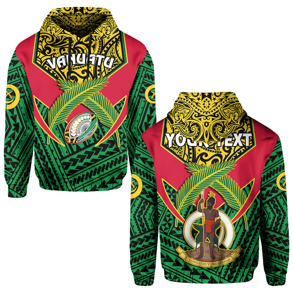 Custom Personalised Vanuatu Rugby Hoodie Coat Of Arms Polynesian Pattern LT14