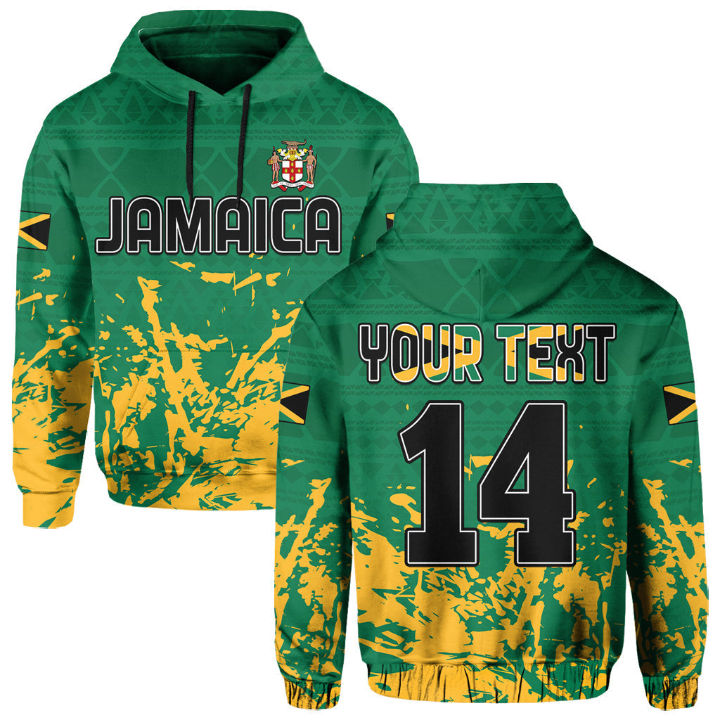 Custom Jamaica Athletics Hoodie Jamaican Flag With African Pattern Sporty Style LT14