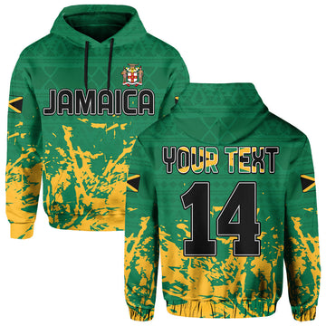 Custom Jamaica Athletics Hoodie Jamaican Flag With African Pattern Sporty Style LT14