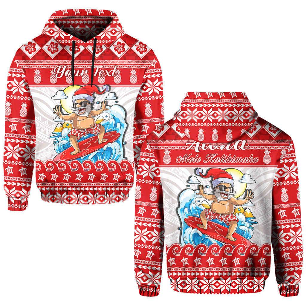 Custom Christmas Hawaii Hoodie Surfing Santa Mele Kalikimaka Polynesian LT14