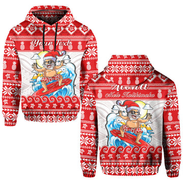Custom Christmas Hawaii Hoodie Surfing Santa Mele Kalikimaka Polynesian LT14