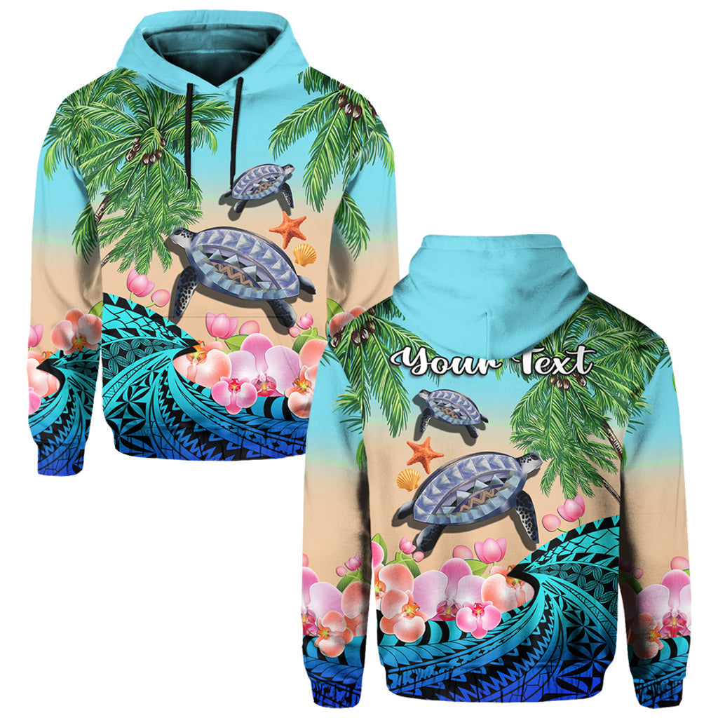 Custom Personalised Polynesian Turtle Coconut Tree And Orchids Hoodie LT14
