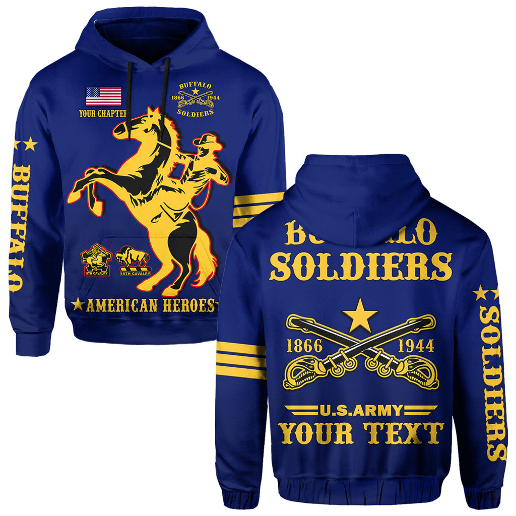 (Custom Text And Chapter) Buffalo Soldiers Hoodie BSMC United States Army Simple Style LT14