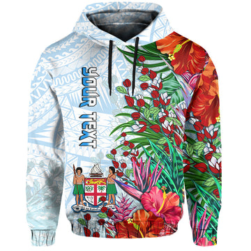 Custom Personalised Fiji Hoodie Proud Fijian Tapa mix Tagimoucia Flowers LT13
