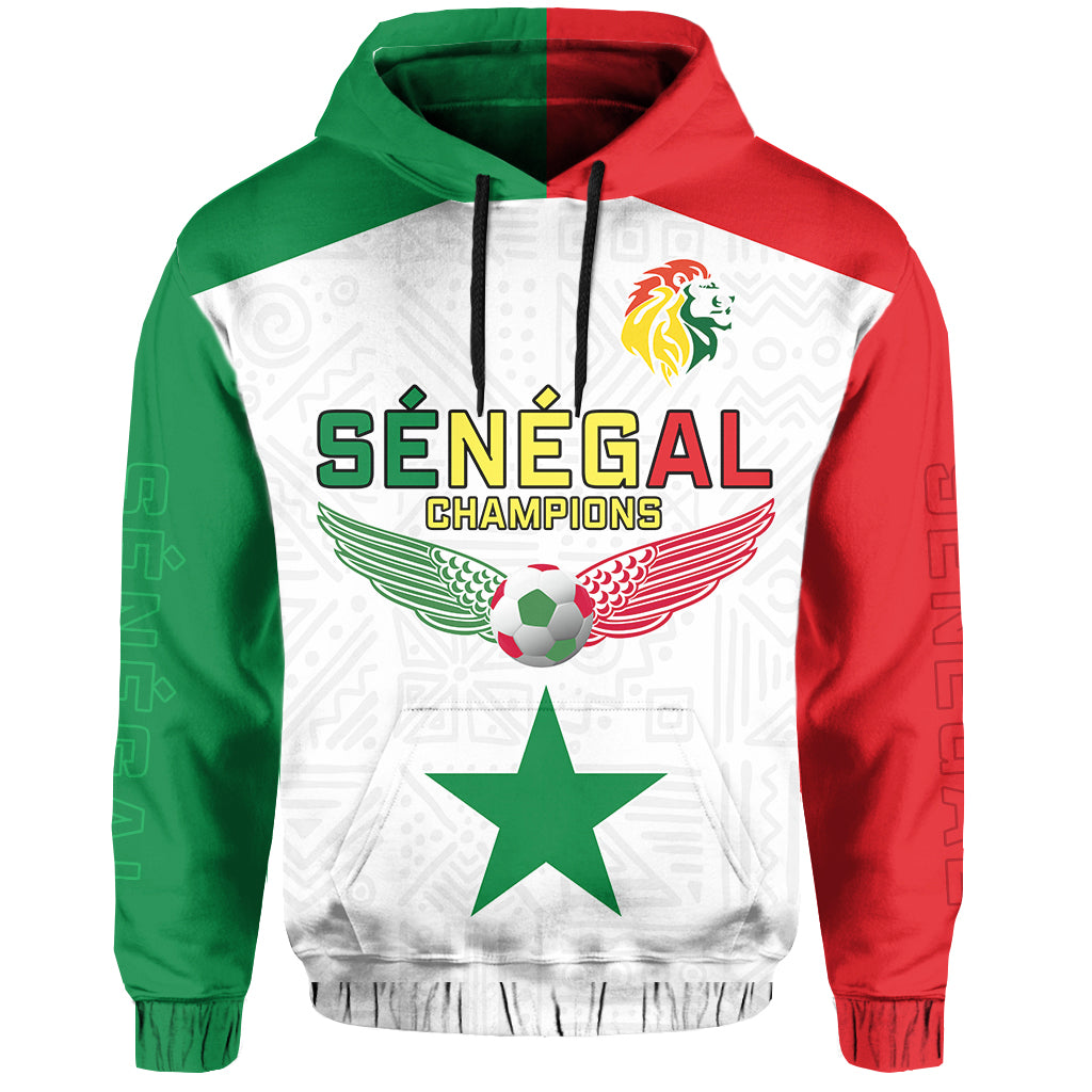 Custom Senegal Football Hoodie Lions of Teranga Champions Soccer Wings Flying LT13