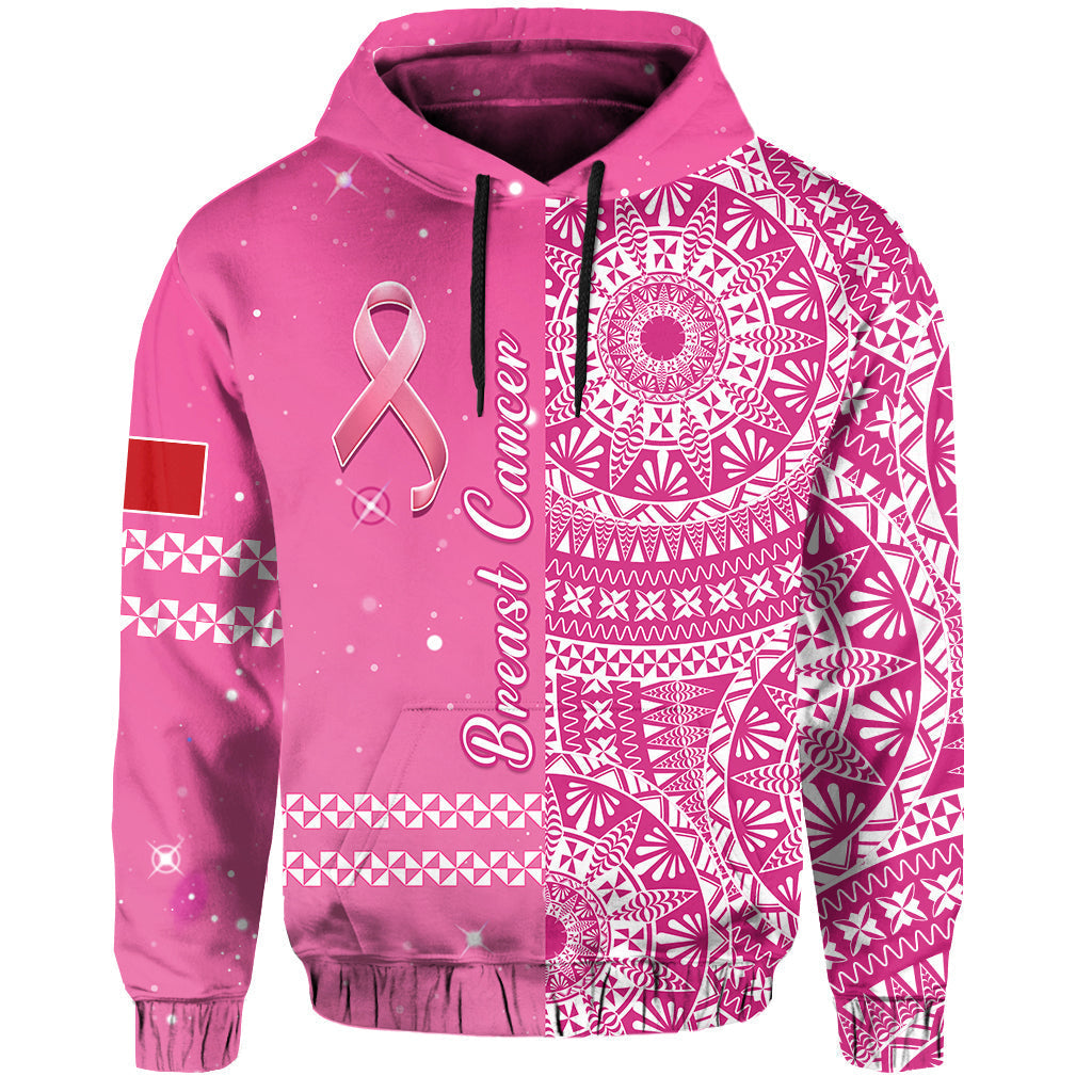 Tonga Breast Cancer Hoodie Tongan Ngatu Pattern No One Fights Alone LT14