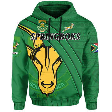 South Africa Rugby Hoodie Bokke Springbok With African Pattern Stronger Together LT14