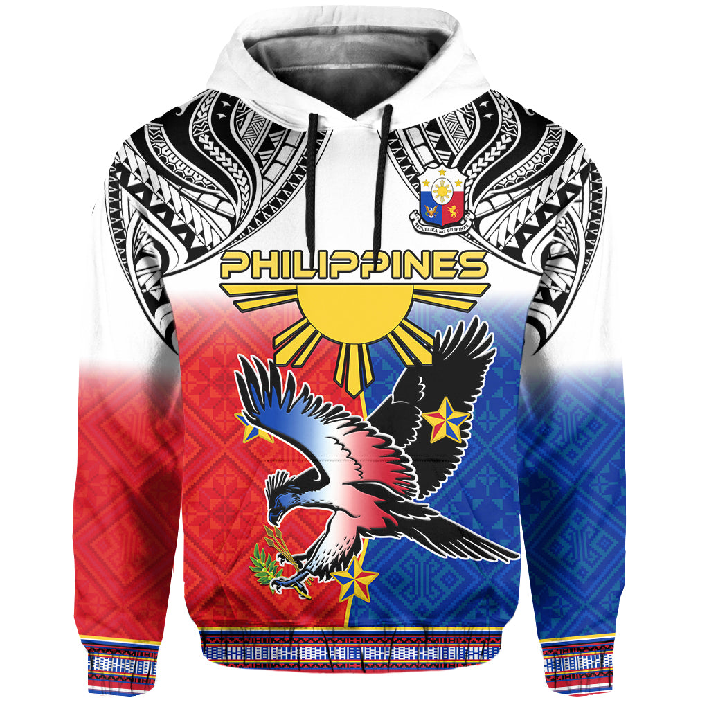 Custom Personalised Philippines Hoodie Polynesian Filipino Pattern With Eagle LT14