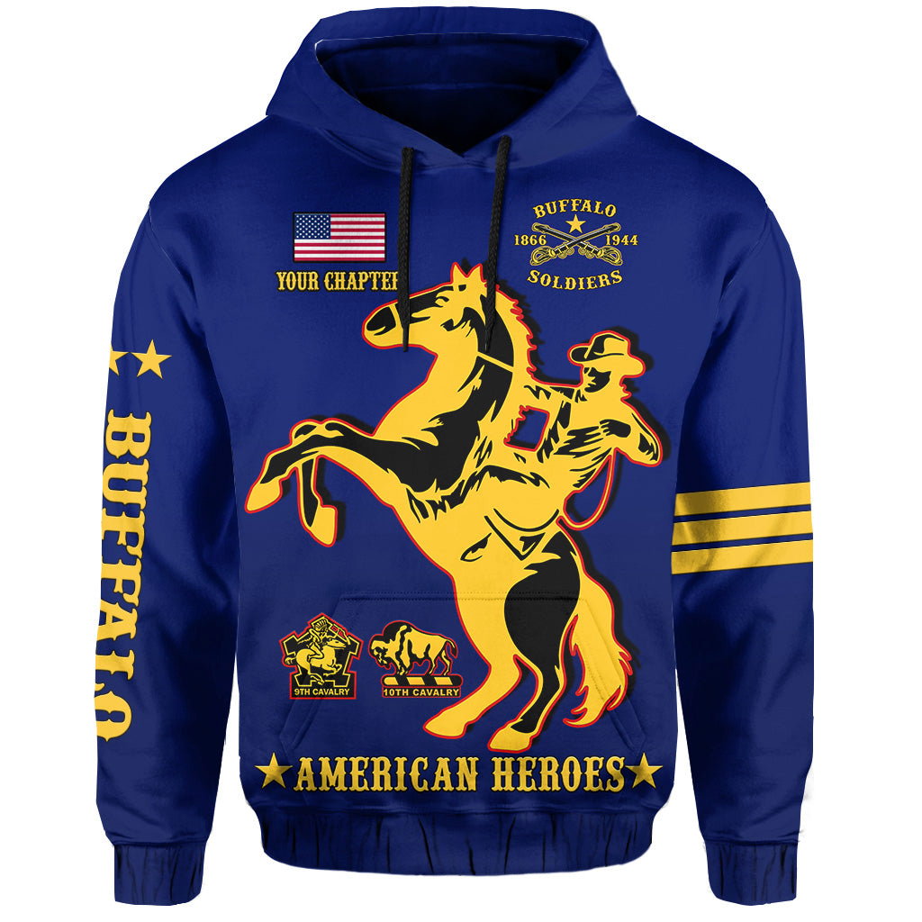 (Custom Text And Chapter) Buffalo Soldiers Hoodie BSMC United States Army Simple Style LT14