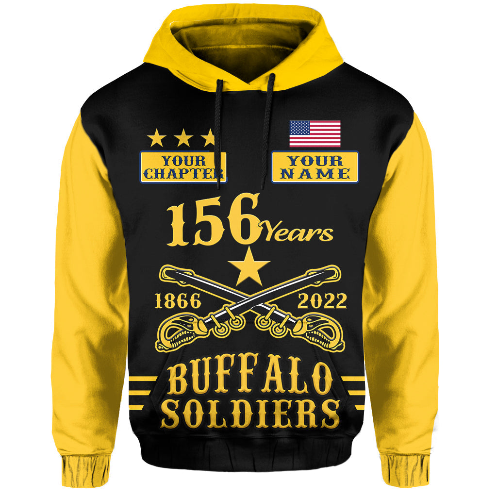 (Custom Text and Chapter) Buffalo Soldiers Hoodie Since 1866 BSMC Anniversary LT13