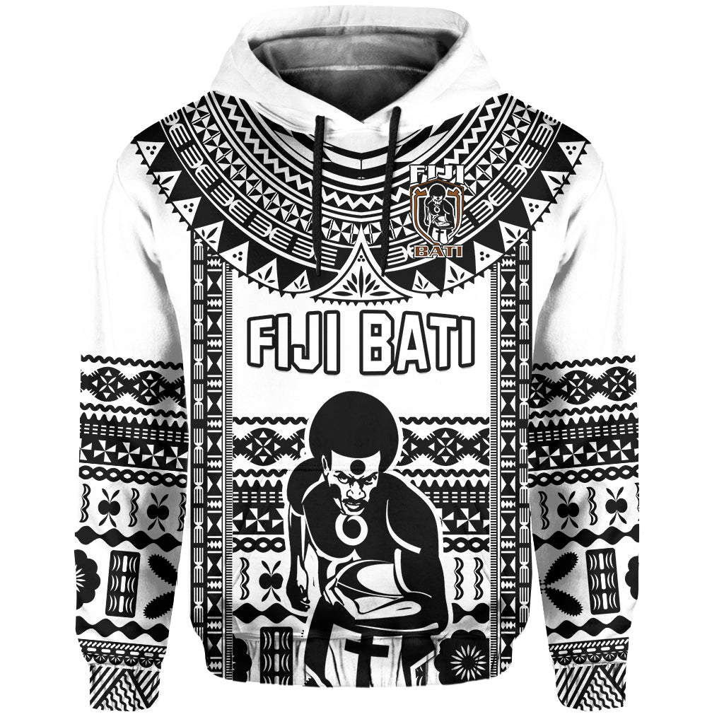 Custom Text And Number Fiji Rugby Hoodie Pacific The Bati Black Fijian Tapa LT14
