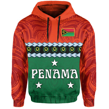 Custom Personalised Penama Province Hoodie Vanuatu Pig Tusk Polynesian Flag Style LT14