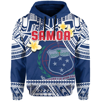 Samoa Hoodie Samoan Plumeria Flowers Mix Polynesian Pattern LT14
