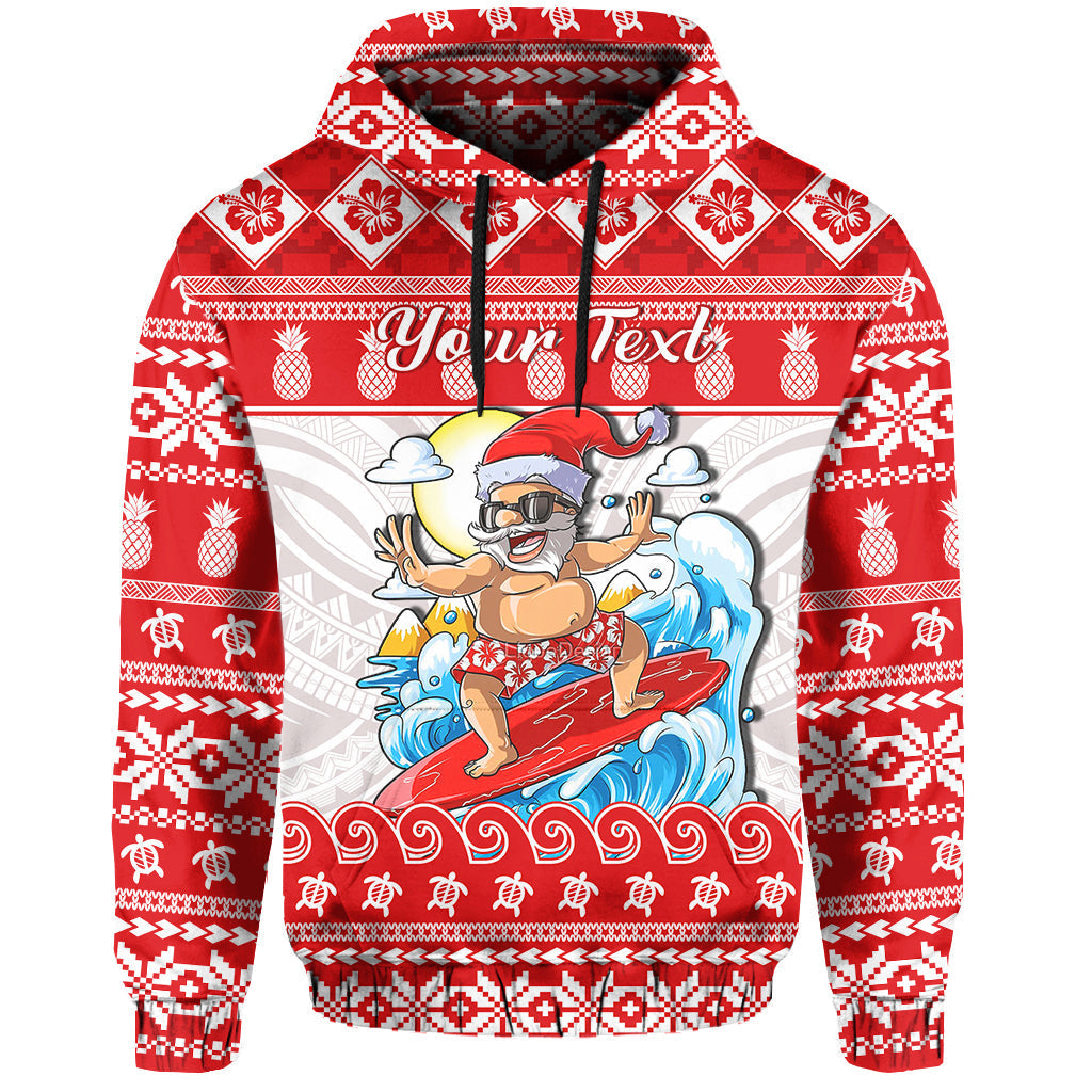 Custom Christmas Hawaii Hoodie Surfing Santa Mele Kalikimaka Polynesian LT14