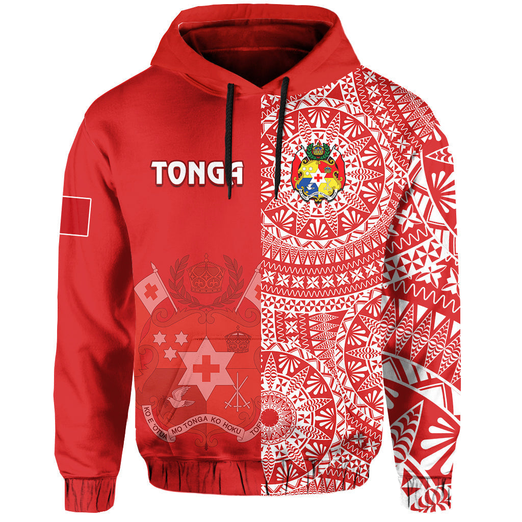 Custom Text And Number Tonga Hoodie Tongan Coat Of Arms Ngatu Pattern LT14