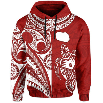 Rarotonga Cook Islands Hoodie Turtle and Map Style Red LT13