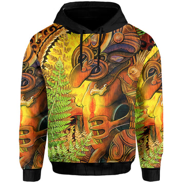 Custom Personalised Hei Tiki Maori Hoodie Fern Aotearoa Ta Moko Sun LT13