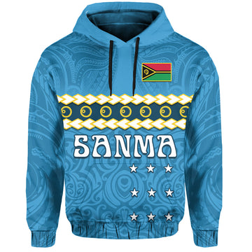 Custom Personalised Sanma Province Hoodie Vanuatu Pig Tusk Polynesian Flag Style LT14