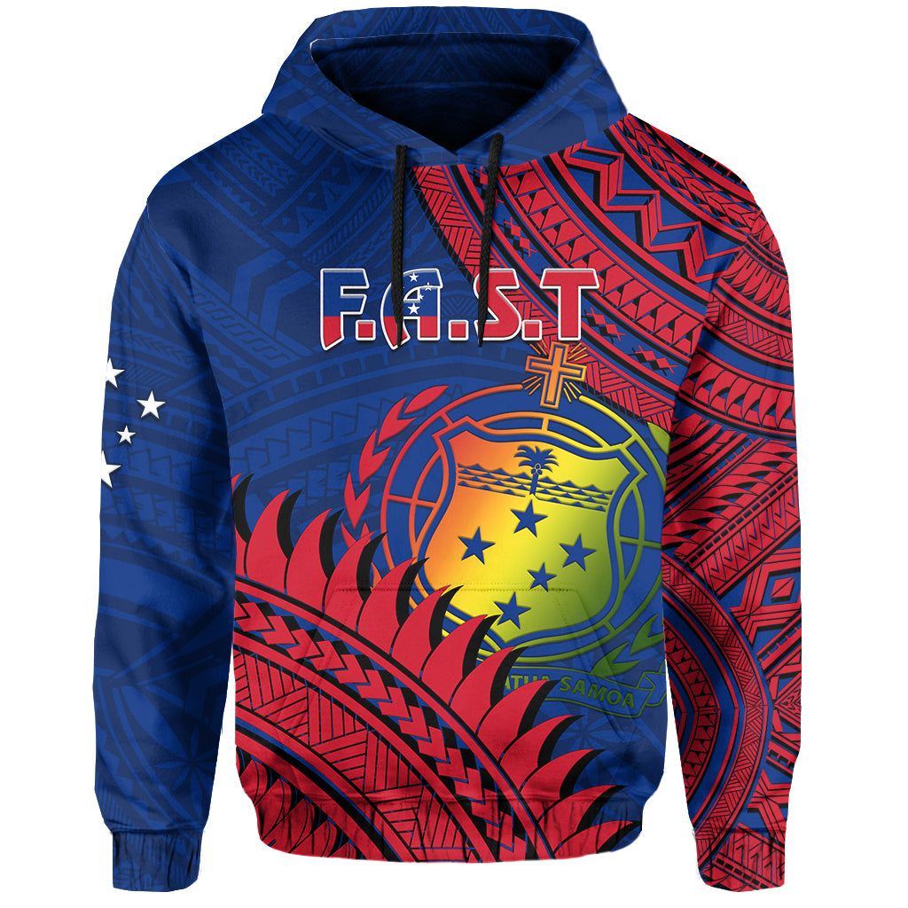 Custom Personalised F.A.S.T Samoa Hoodie Samoan Coat Of Arms Polynesian Pattern LT14