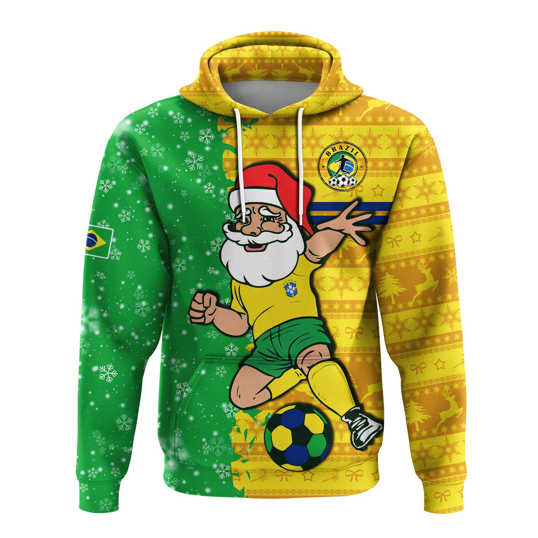 Brazil Football Hoodie Christmas Santa Claus Selecao Champions LT13