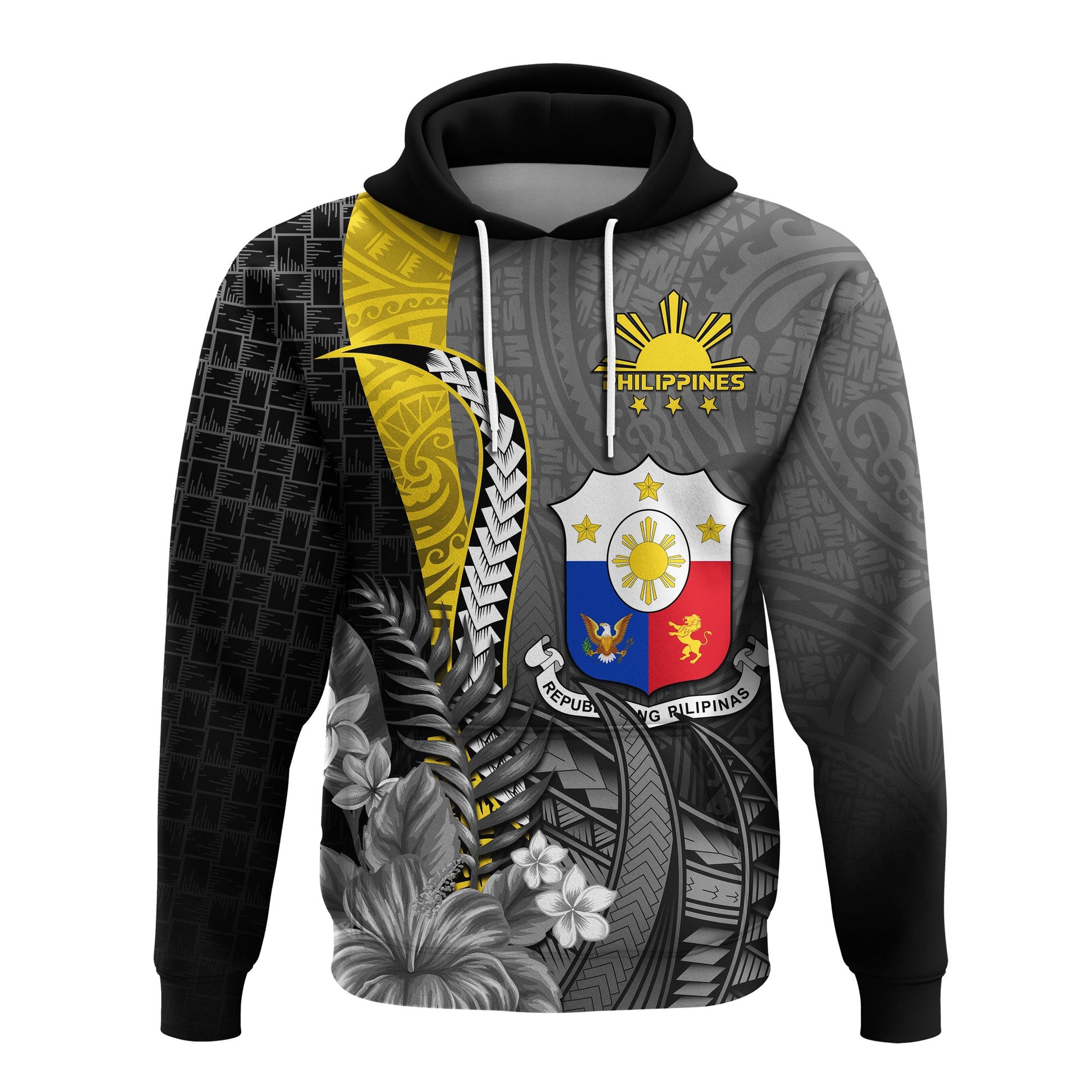 Custom Philippines Sampaguita Hoodie Simple Polynesian Sun Filipino LT13
