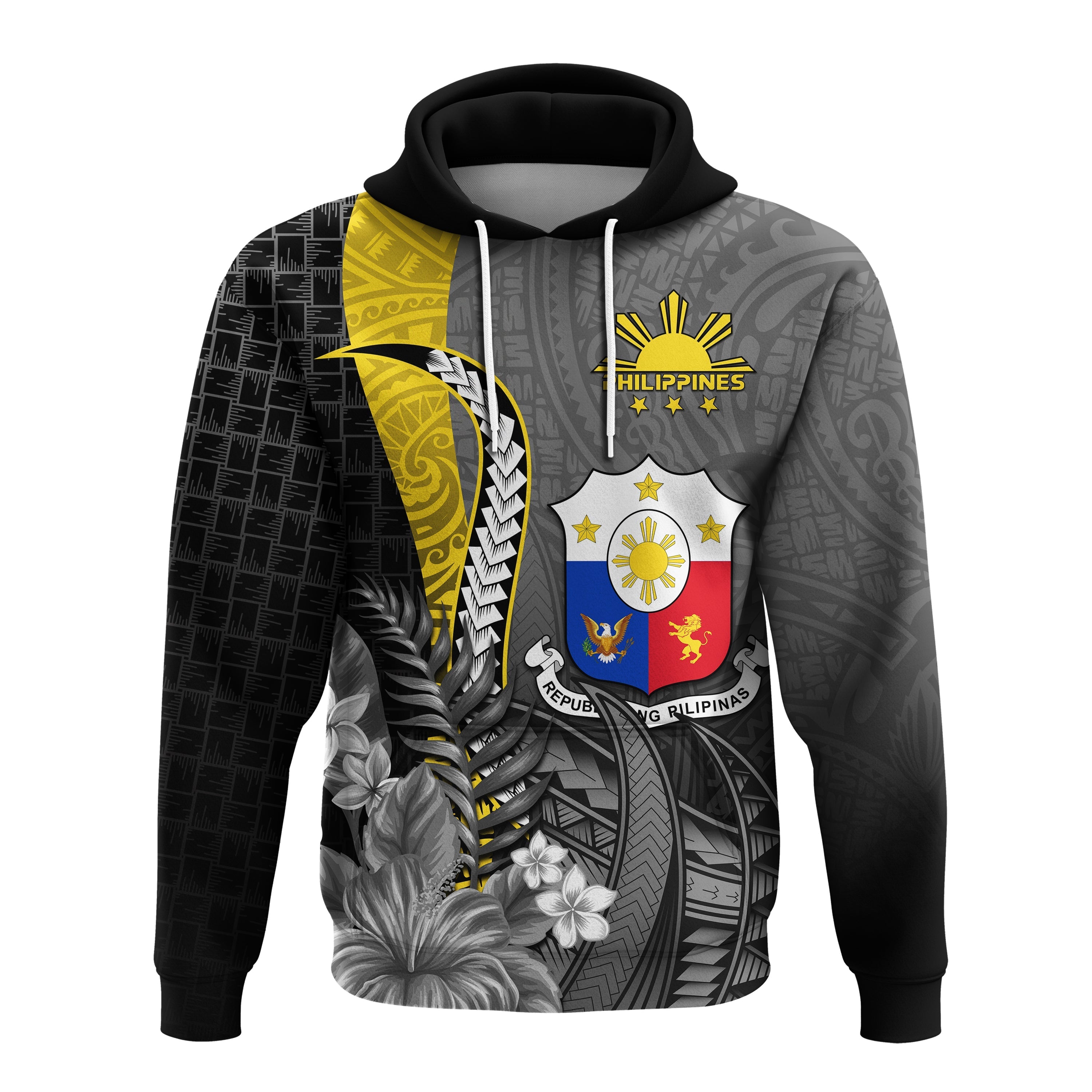 Custom Philippines Sampaguita Hoodie Simple Polynesian Sun Filipino LT13