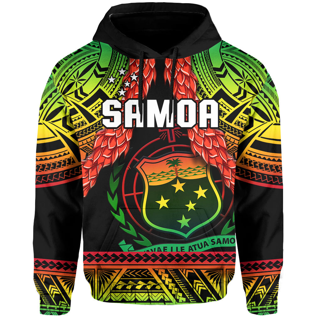 Custom Text And Number Samoa Rugby Hoodie Teuila Torch Ginger Gradient Style LT14