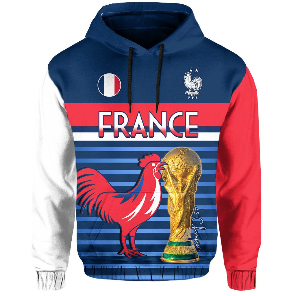 Custom France Football The Blues Hoodie Les Bleus Le Champion 2022 World Cup LT13