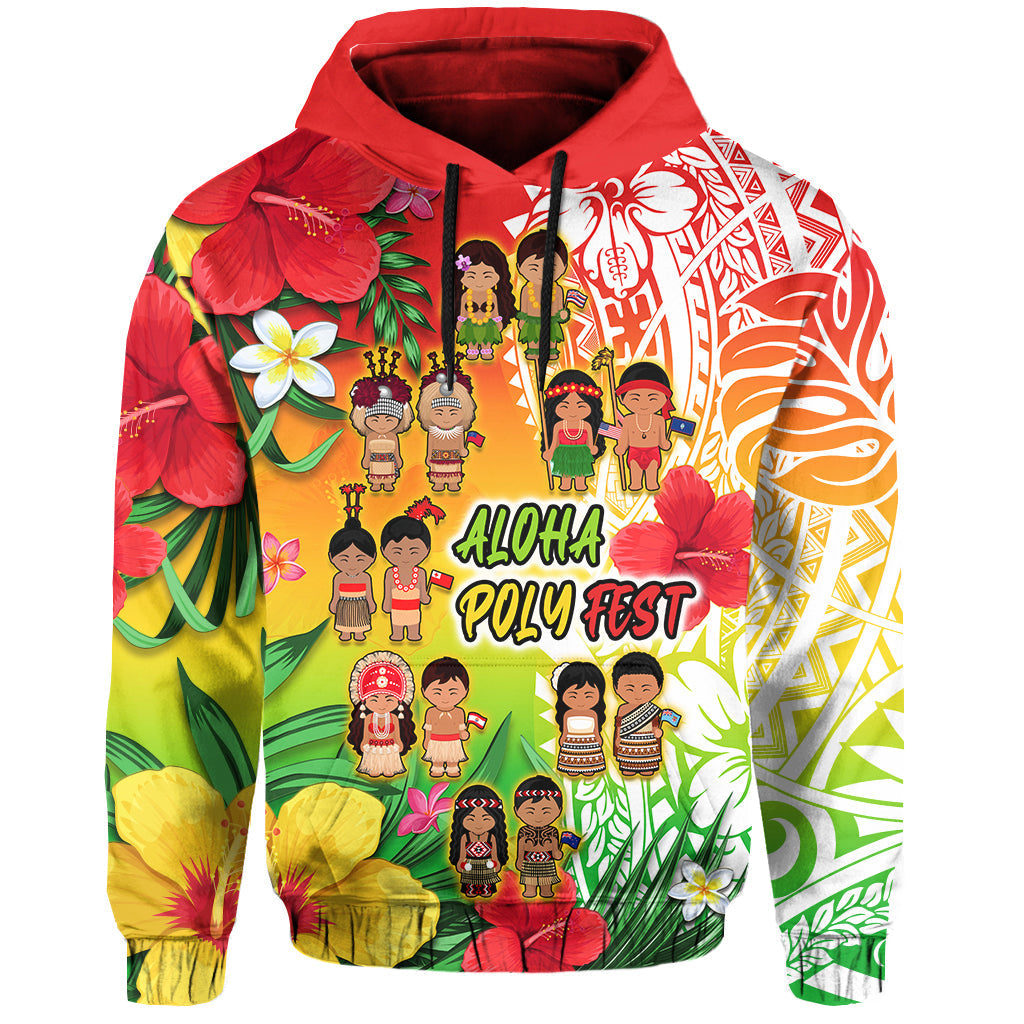 Custom Personalised Aloha Poly FesHoodie Polynesian Pattern With Tropical Flowers LT14