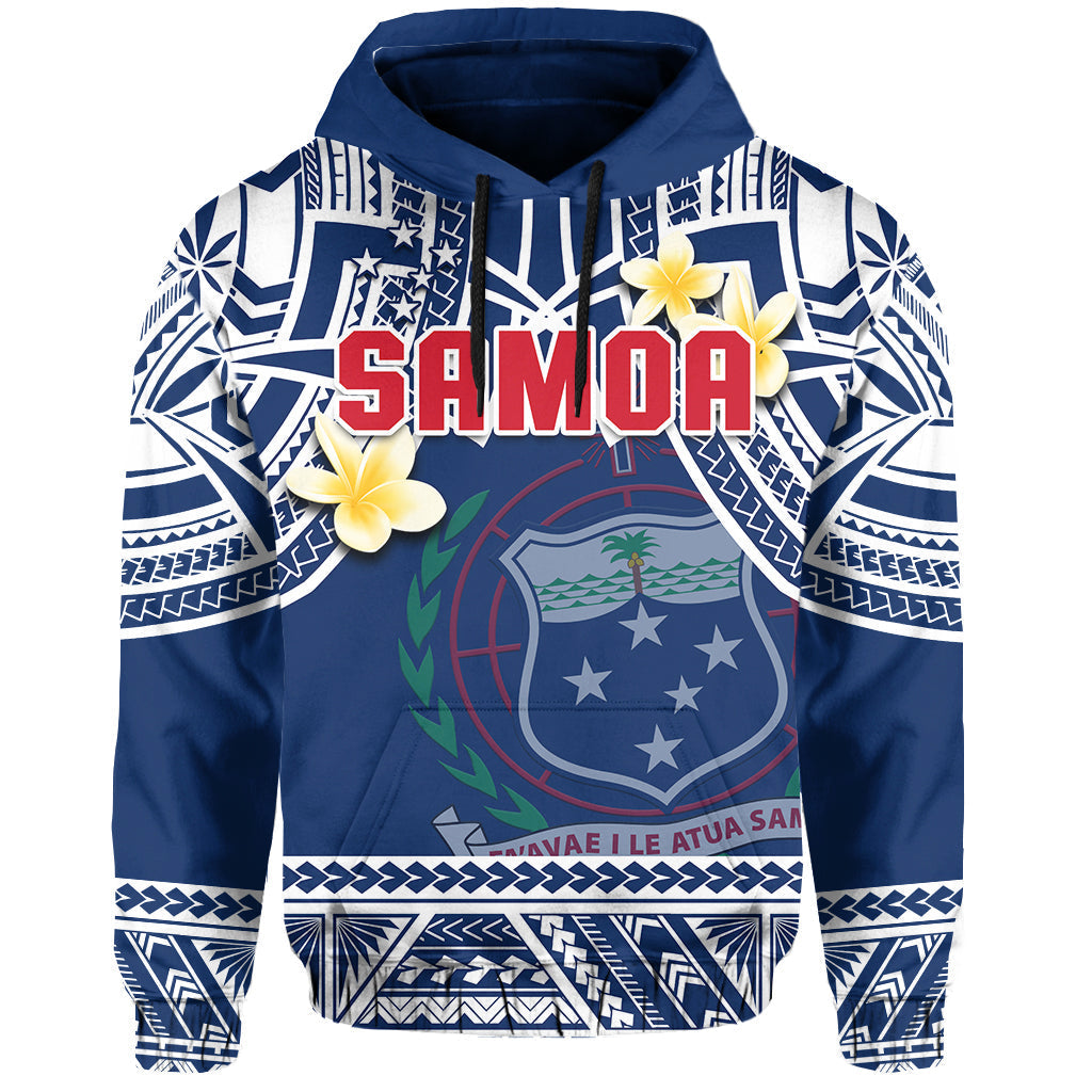 Custom Personalised Samoa Hoodie Samoan Plumeria Flowers Mix Polynesian Pattern LT14