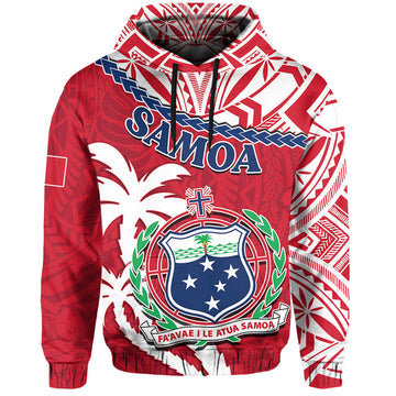 Samoa Hoodie Samoan Coat Of Arms With Coconut Red Style LT14
