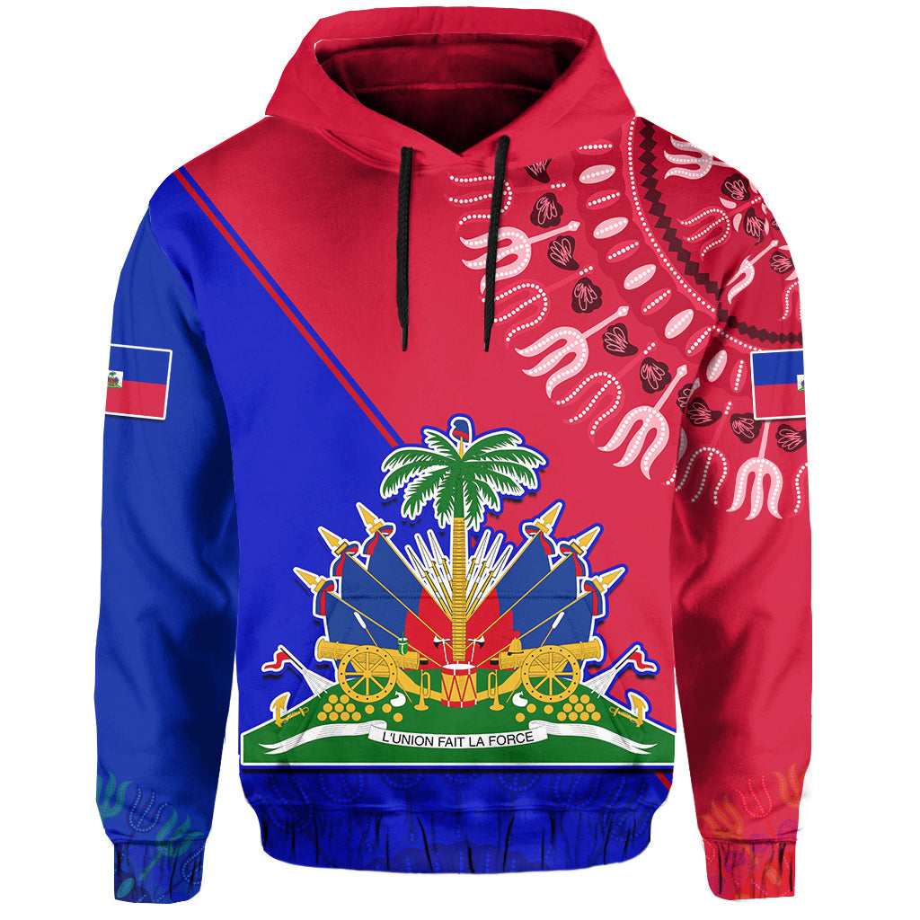 Custom Haiti Hoodie Haiti Flag Dashiki Simple Style LT14