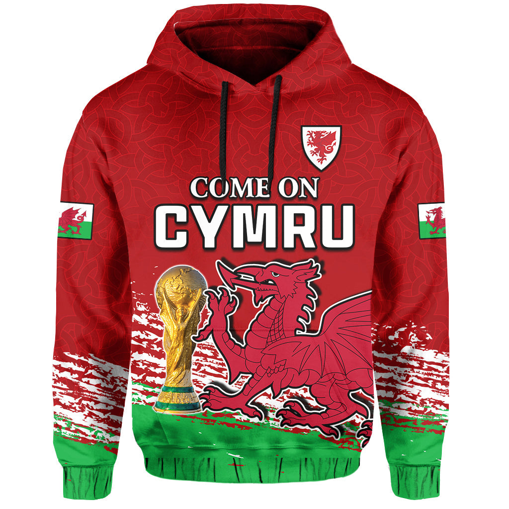 Wales Football Hoodie Come On CYMRU The Red Wall Champions World Cup LT13