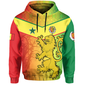 Senegal Hoodie Lion With Senegal Map Reggae Style LT14